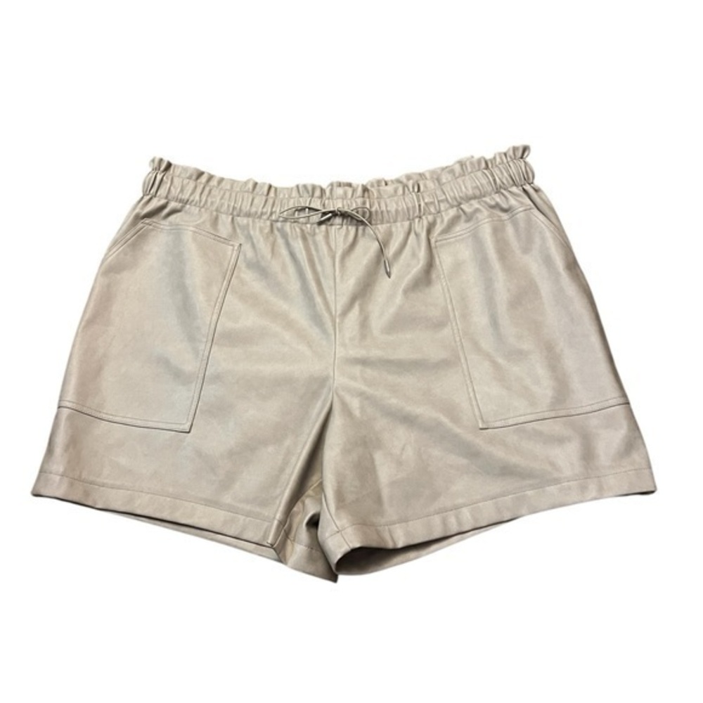 NWOT Avec Les Filles Faux-Ever Leather High Paper Bag Waist Shorts, 2X